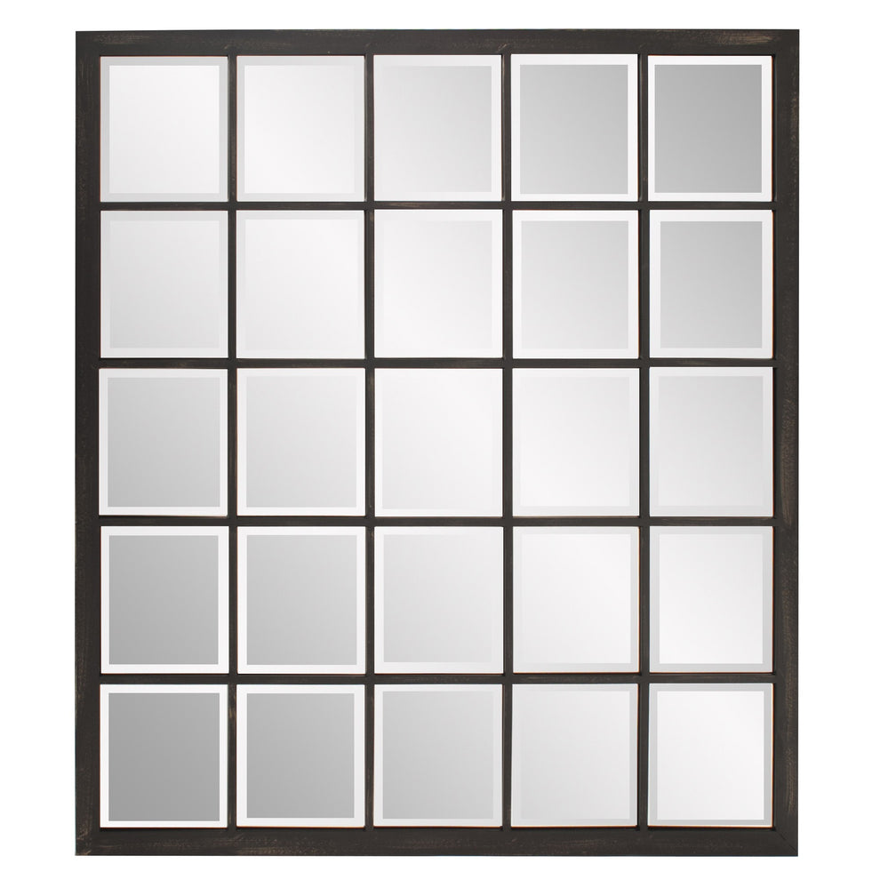 Rectangular Antique Black Finish Mirror with Beveled Edge By Homeroots | Mirrors | Modishstore - 2