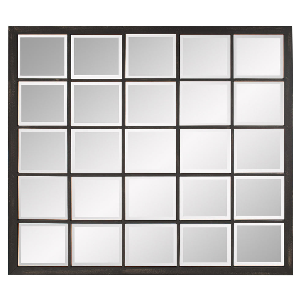 Rectangular Antique Black Finish Mirror with Beveled Edge By Homeroots | Mirrors | Modishstore - 4