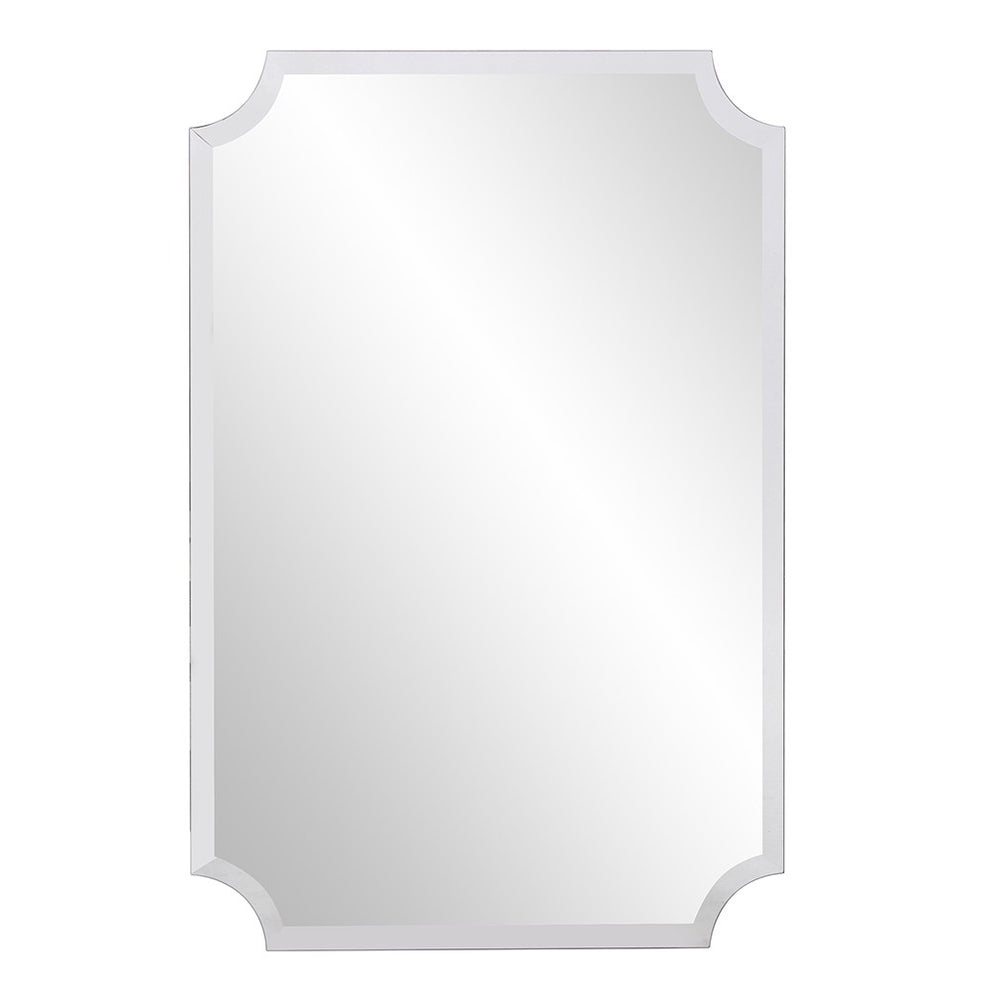 Minimalist Rectangle Mirror with Beveled Edge And Scalloped Corners By Homeroots | Mirrors | Modishstore - 2