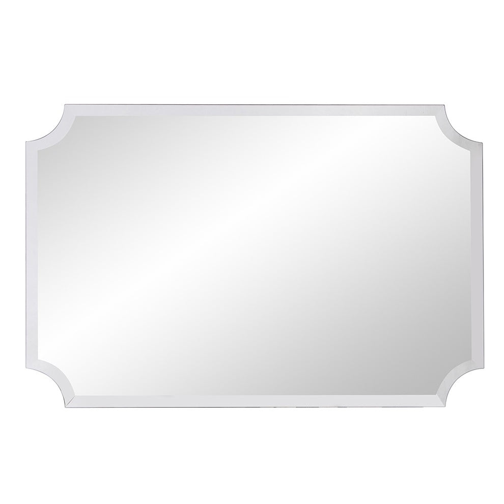 Minimalist Rectangle Mirror with Beveled Edge And Scalloped Corners By Homeroots | Mirrors | Modishstore - 4