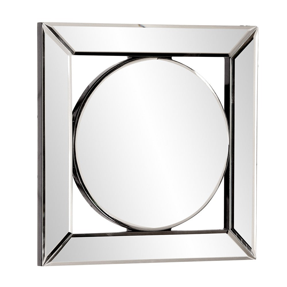 Square Mirror with Center Round Mirror By Homeroots | Mirrors | Modishstore - 3