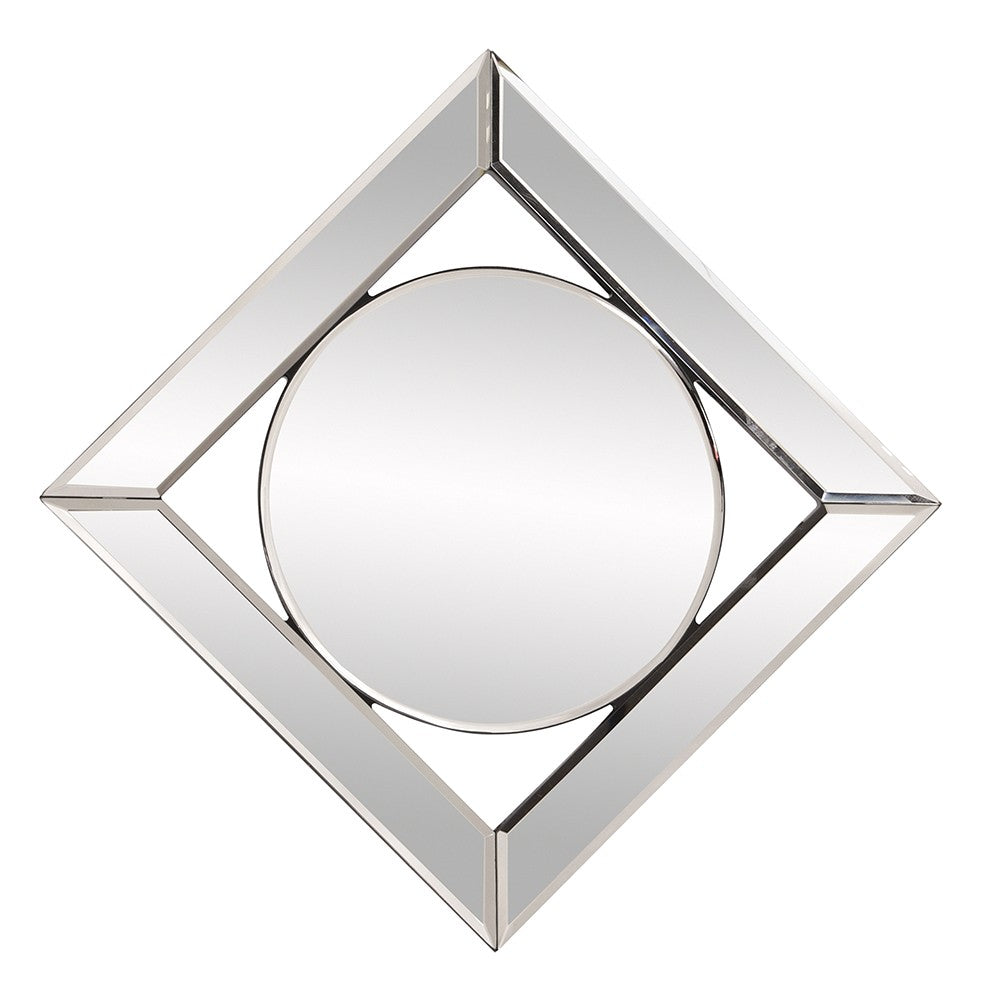 Square Mirror with Center Round Mirror By Homeroots | Mirrors | Modishstore - 4