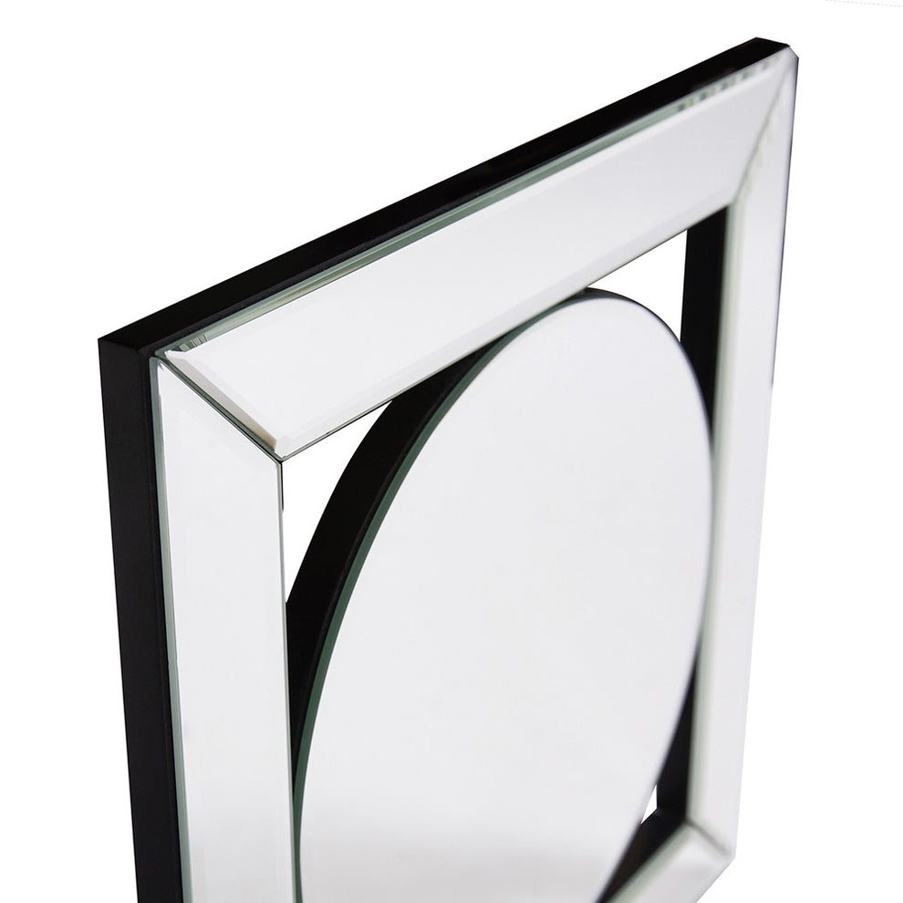 Square Mirror with Center Round Mirror By Homeroots | Mirrors | Modishstore - 5