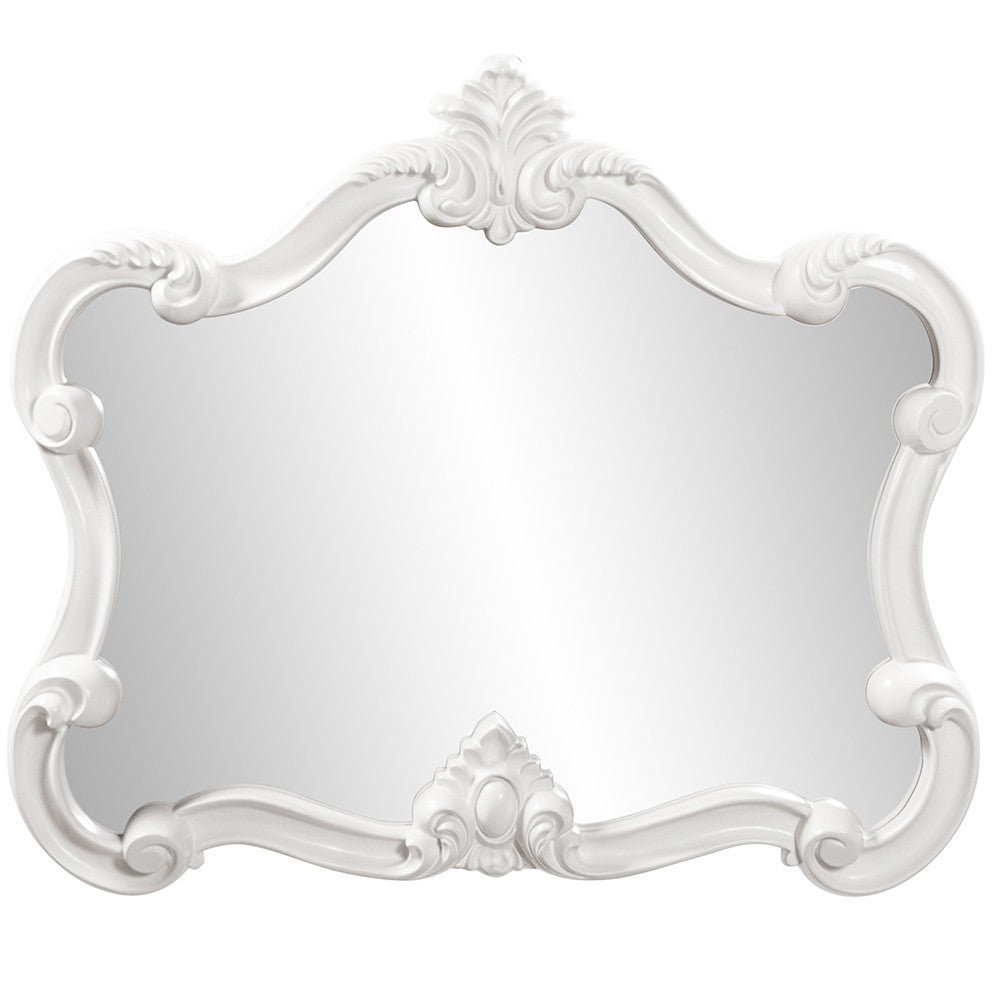 White Baroque Shape Ornate Mirror By Homeroots | Mirrors | Modishstore - 2