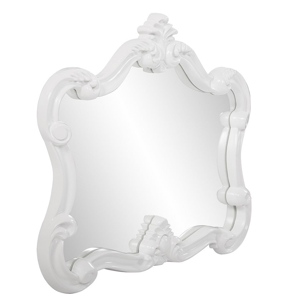 White Baroque Shape Ornate Mirror By Homeroots | Mirrors | Modishstore - 3