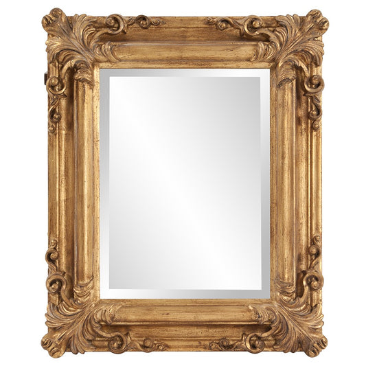 Rectangular Gold Leaf Mirror with Scrolling Flourish By Homeroots | Mirrors | Modishstore