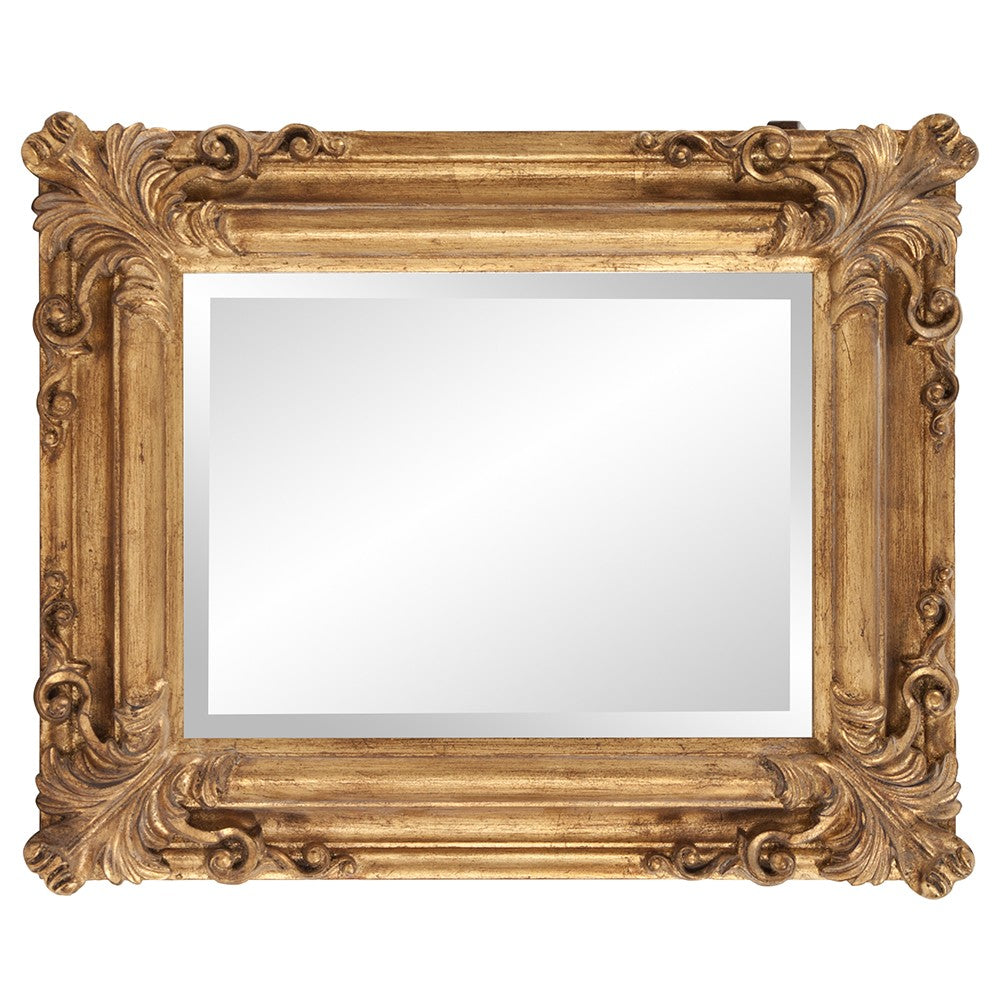 Rectangular Gold Leaf Mirror with Scrolling Flourish By Homeroots | Mirrors | Modishstore - 3