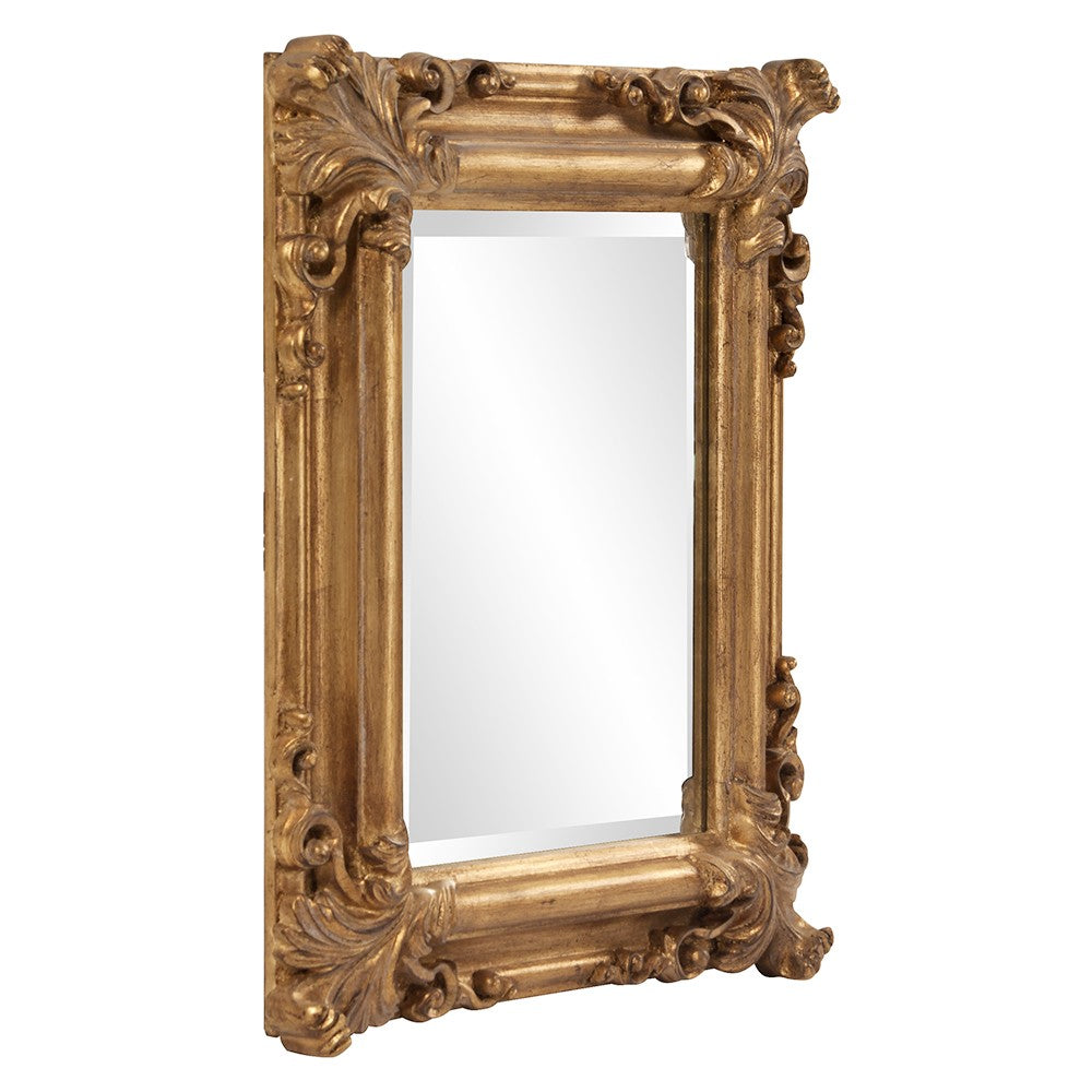 Rectangular Gold Leaf Mirror with Scrolling Flourish By Homeroots | Mirrors | Modishstore - 4