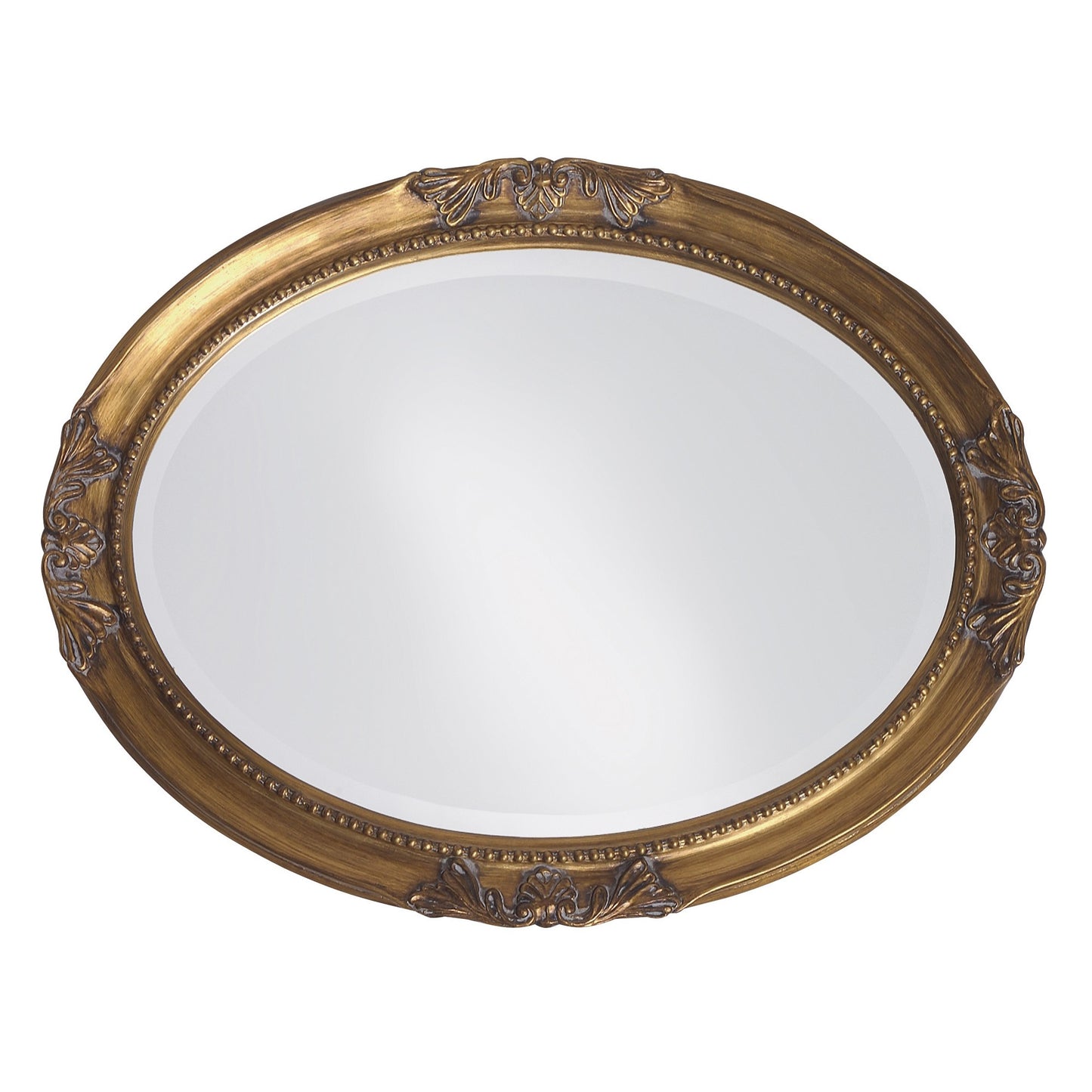 Oval Antique Gold Finish Mirror with Beaded Textured Frame By Homeroots | Mirrors | Modishstore - 2