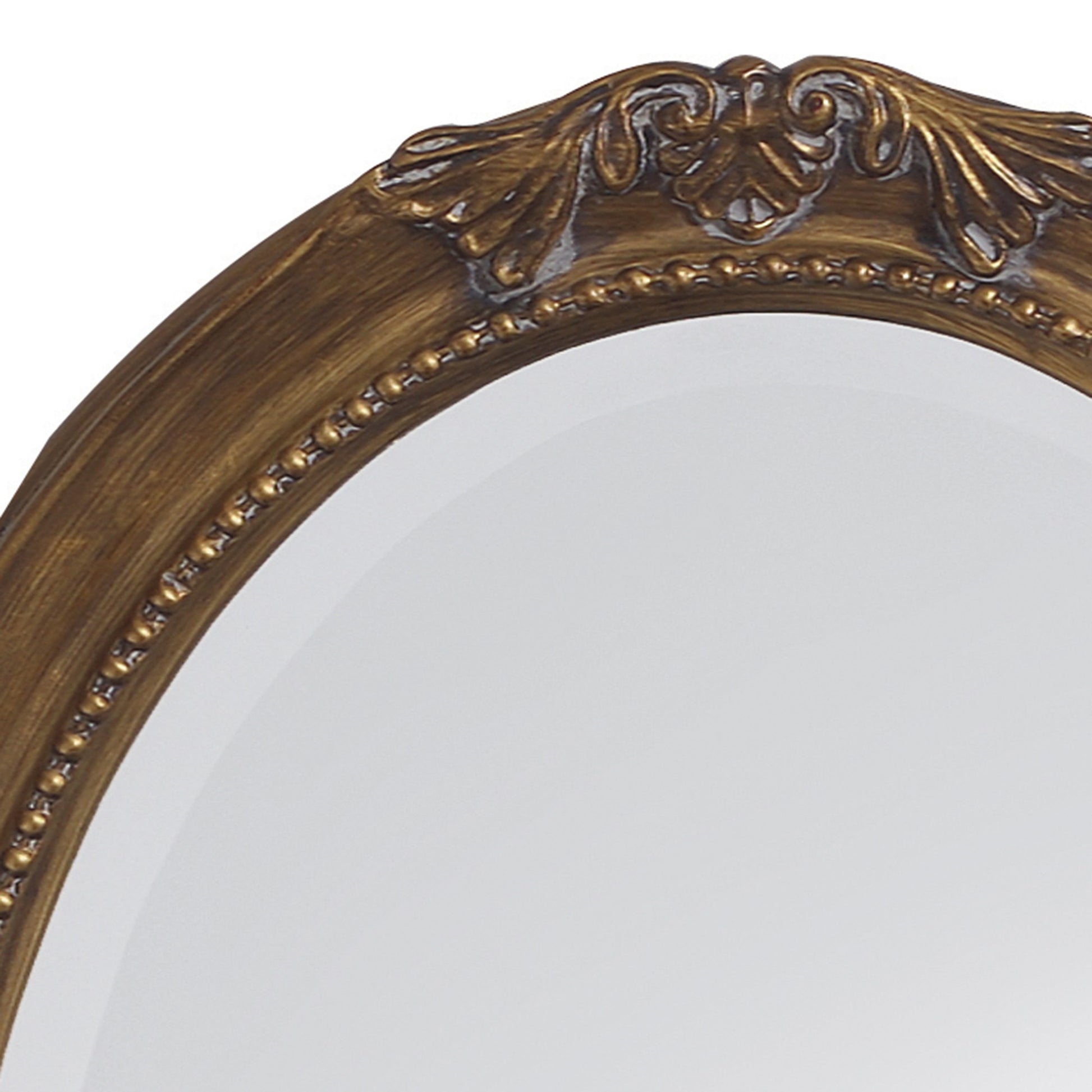 Oval Antique Gold Finish Mirror with Beaded Textured Frame By Homeroots | Mirrors | Modishstore - 3