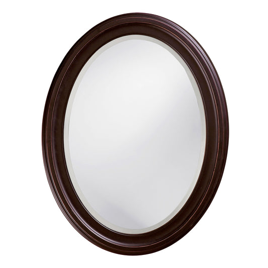 Oval Oil Rubbed Bronze Mirror with Wooden Grooves Frame By Homeroots | Mirrors | Modishstore