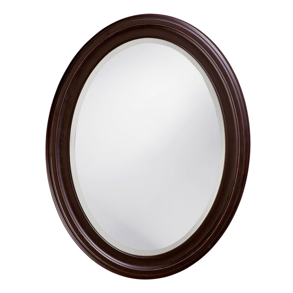 Oval Oil Rubbed Bronze Mirror with Wooden Grooves Frame By Homeroots | Mirrors | Modishstore - 2