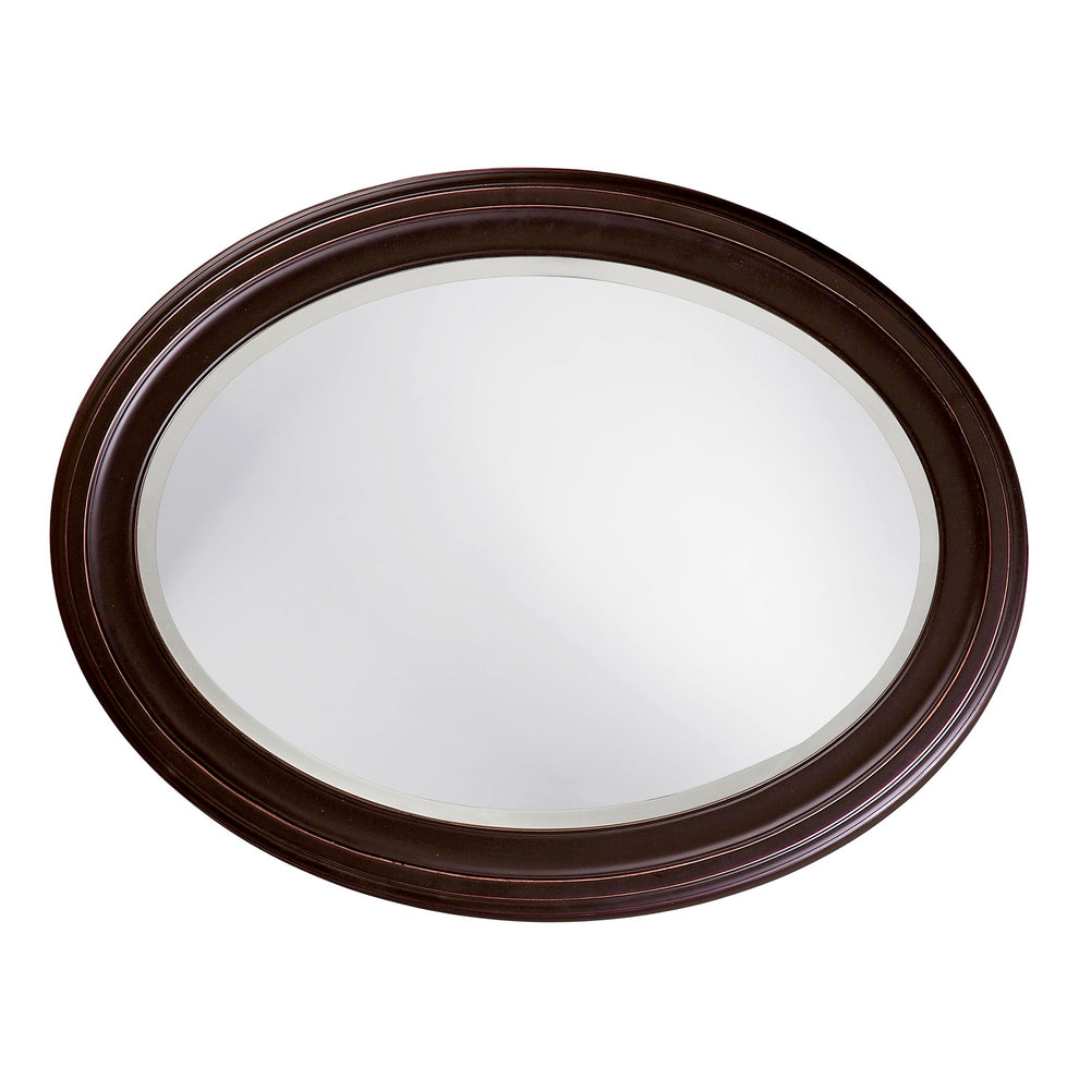 Oval Oil Rubbed Bronze Mirror with Wooden Grooves Frame By Homeroots | Mirrors | Modishstore - 3