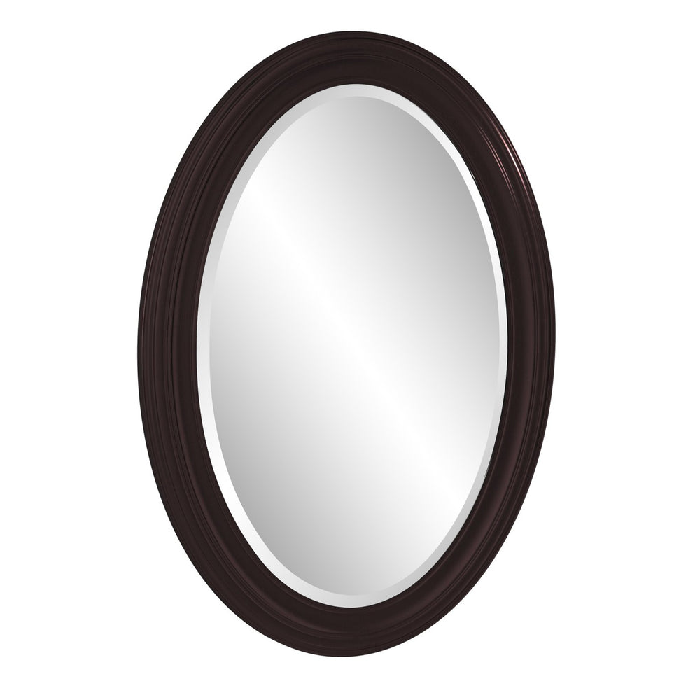 Oval Oil Rubbed Bronze Mirror with Wooden Grooves Frame By Homeroots | Mirrors | Modishstore - 4