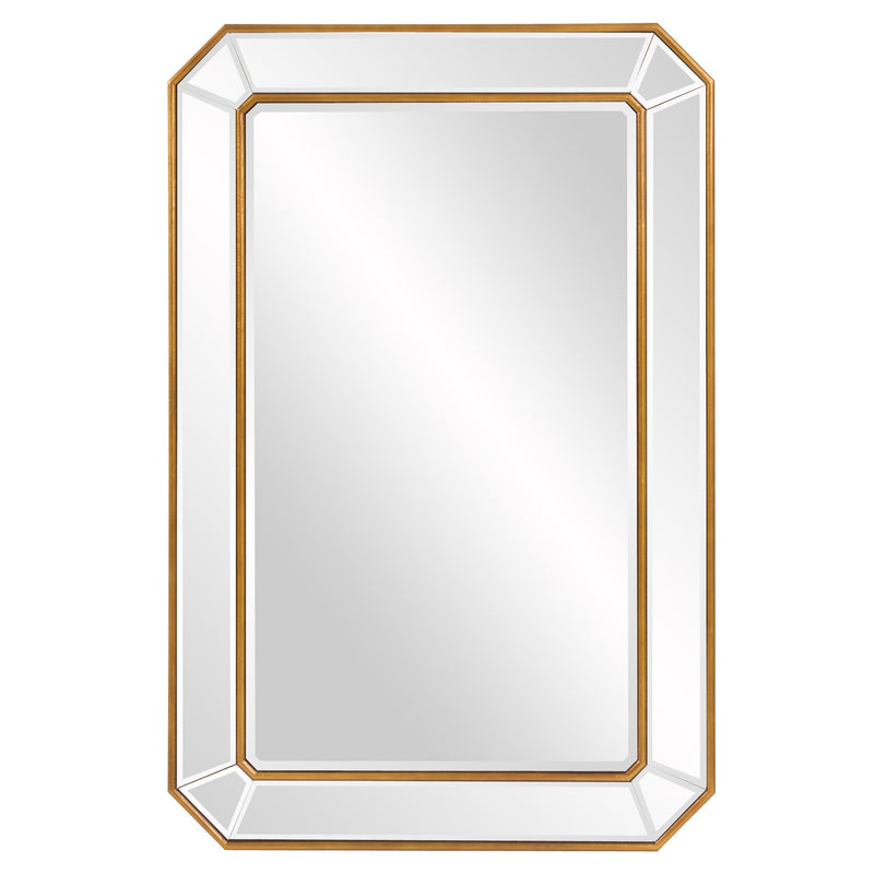 Recatngle Gold Leaf Mirror with Angled Corners Frame By Homeroots | Mirrors | Modishstore