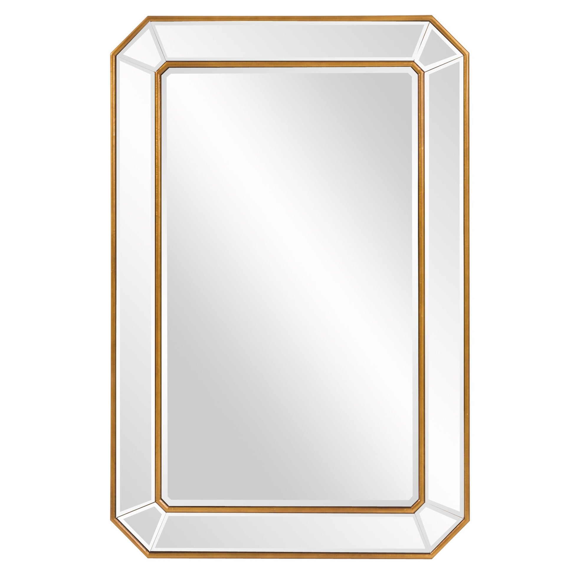 Recatngle Gold Leaf Mirror with Angled Corners Frame By Homeroots | Mirrors | Modishstore - 2