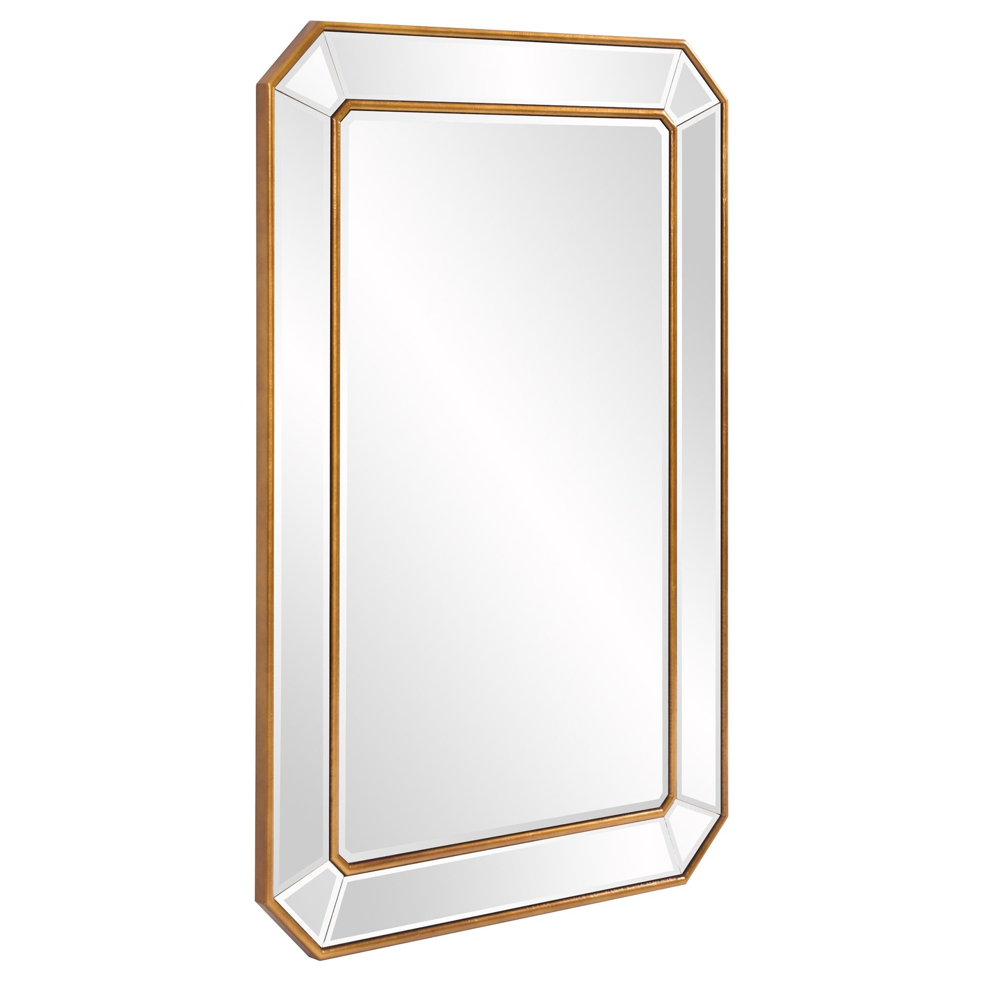 Recatngle Gold Leaf Mirror with Angled Corners Frame By Homeroots | Mirrors | Modishstore - 3