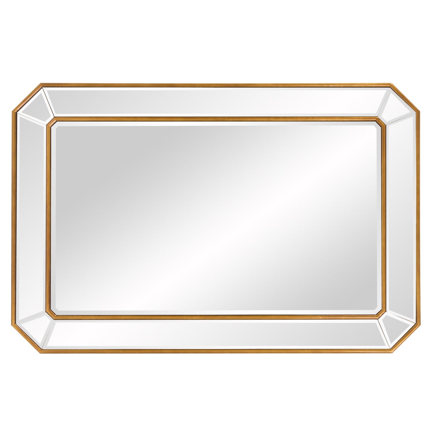 Recatngle Gold Leaf Mirror with Angled Corners Frame By Homeroots | Mirrors | Modishstore - 5