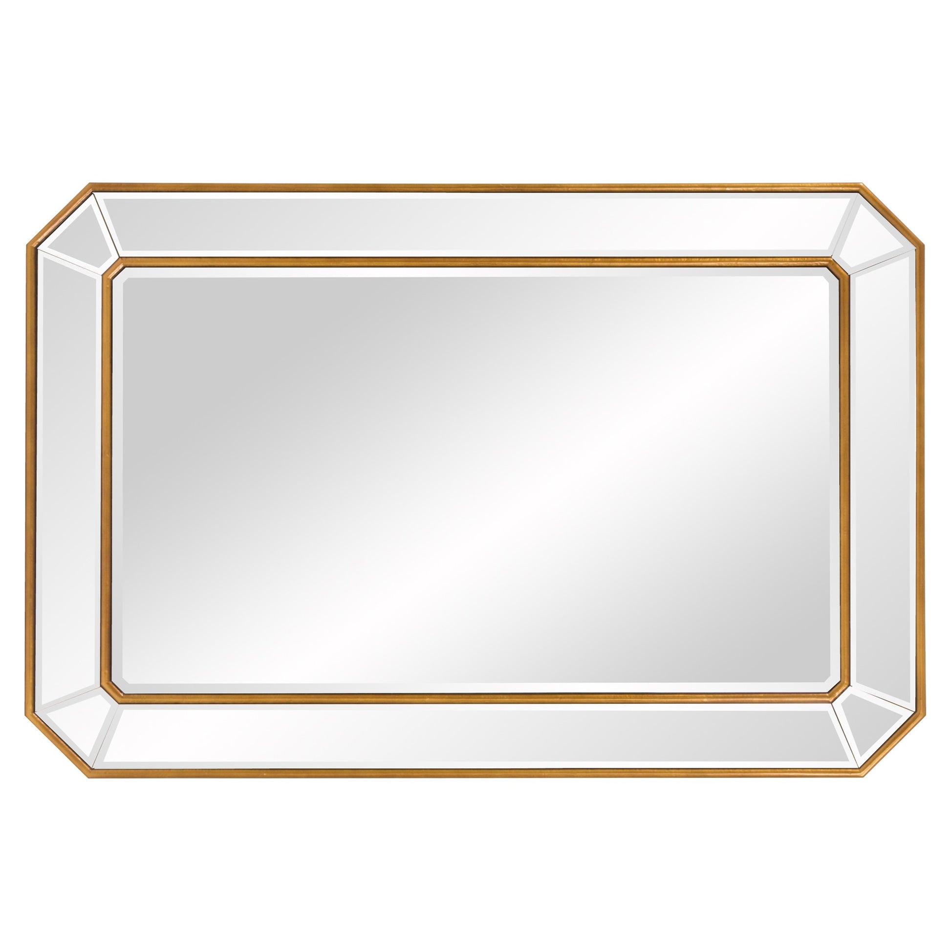 Recatngle Gold Leaf Mirror with Angled Corners Frame By Homeroots | Mirrors | Modishstore - 5