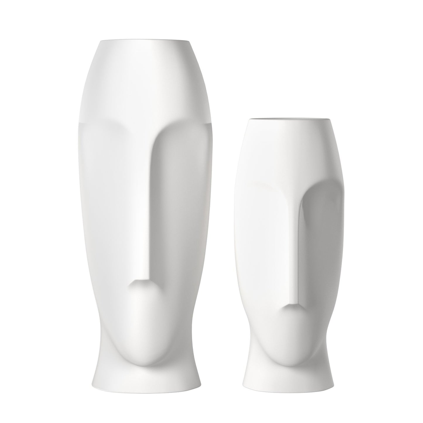 Matte White Ceramic Vase with Abstract Faces By Homeroots | Vases | Modishstore - 3