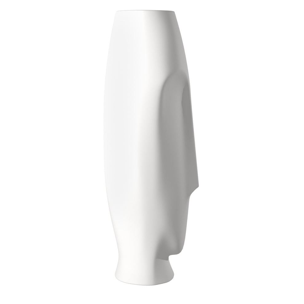 Matte White Ceramic Vase with Abstract Faces By Homeroots | Vases | Modishstore - 5