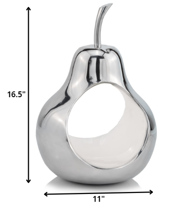 Pear Shaped Aliminum Cast Decorative Accent Bowl In White Interior By Homeroots | Trays | Modishstore - 3