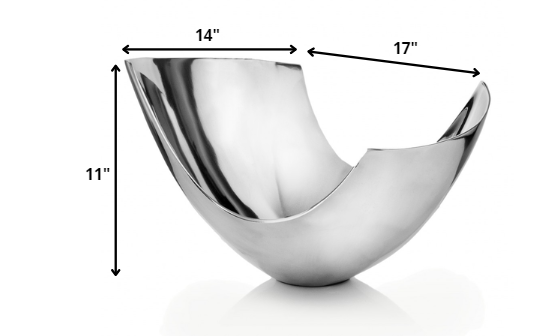Silver Aluminum Abstract Tray Dish Centerpiece Bowl By Homeroots | Decorative Bowls | Modishstore - 2