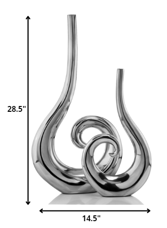 Set of 2 Curl Casting Design Vases in Shiny Buffed Finished By Homeroots | Vases | Modishstore - 2