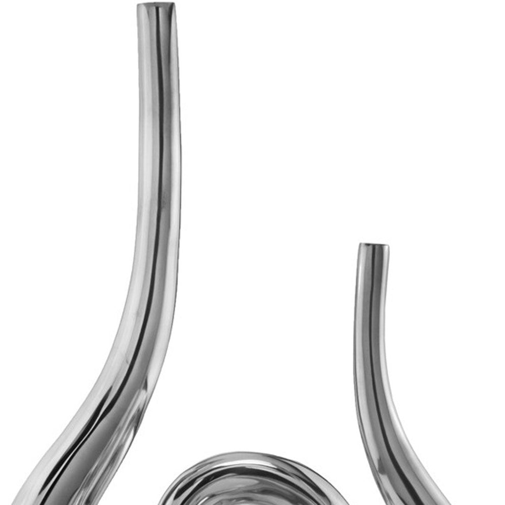 Set of 2 Curl Casting Design Vases in Shiny Buffed Finished By Homeroots | Vases | Modishstore - 4