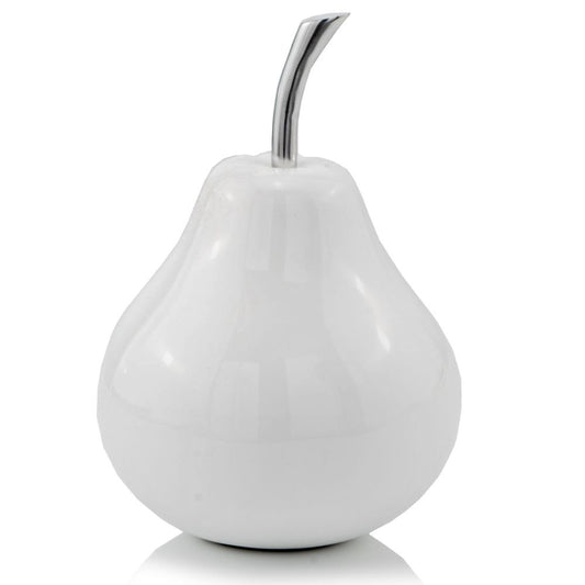 White Jumbo Pear Shaped Aluminum Accent Home Decor By Homeroots | Sculptures | Modishstore