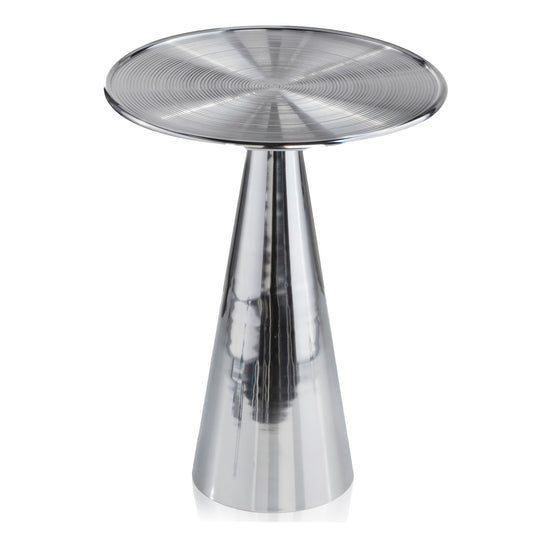 Round Metal Frame Silver finshed and Cone Pedestal End Table By Homeroots