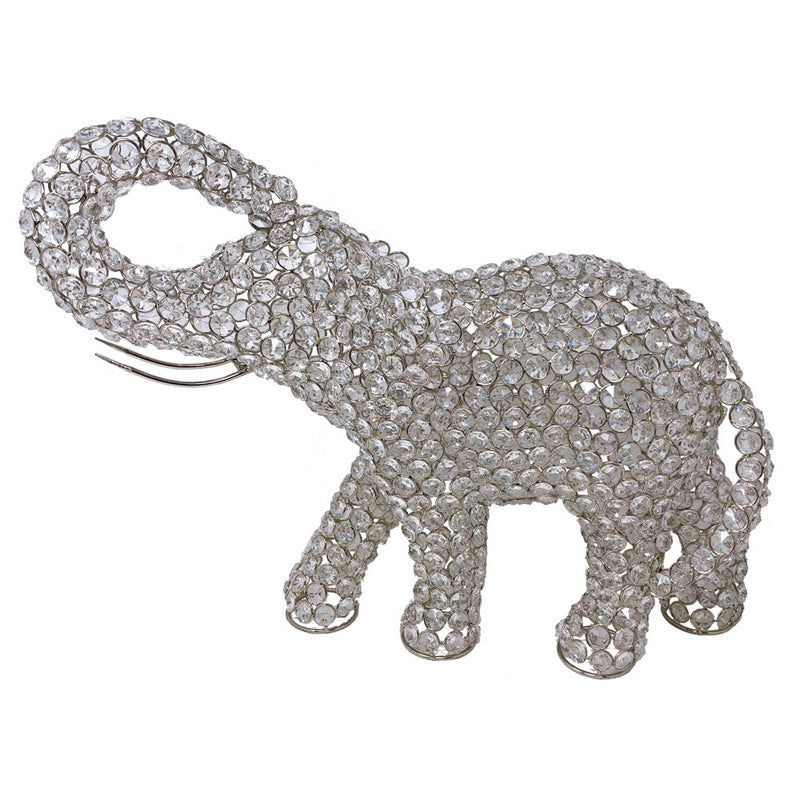 Silver and Faux Crystal Elephant Sculpture By Homeroots | Sculptures | Modishstore
