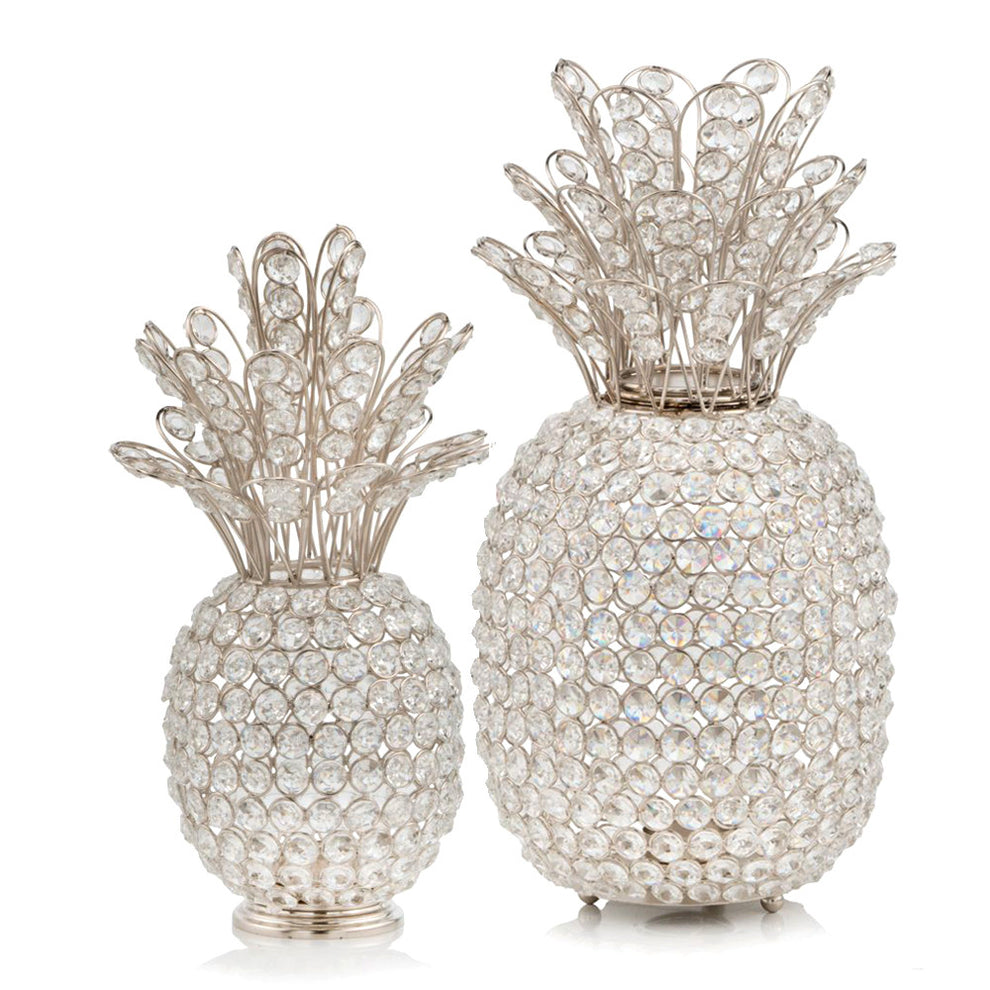 15" Silver Faux Crystal Pineapple Sculpture By Homeroots | Sculptures | Modishstore - 2