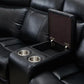 Power reclining Sectional Sofa in Black Leather Air By Homeroots | Sectional | Modishstore - 2