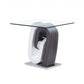 White and Dark Grey Ultra modern Glass top End Table By Homeroots | End Tables | Modishstore - 2