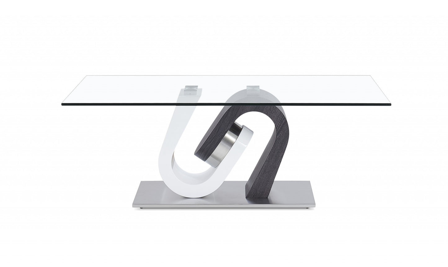 White and Dark Grey Two Tone Ultra modern Coffee Table with Glass Top By Homeroots | Coffee Tables | Modishstore