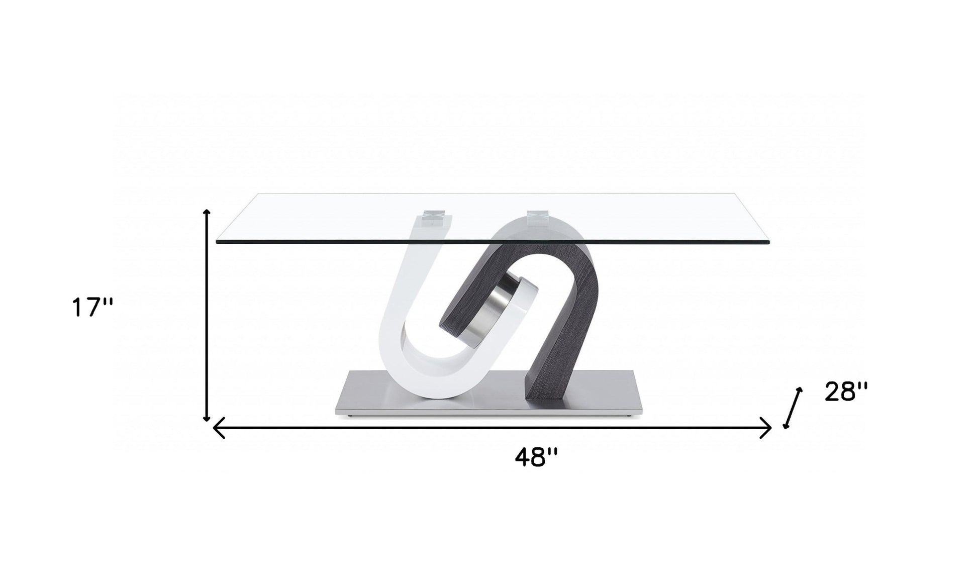 White and Dark Grey Two Tone Ultra modern Coffee Table with Glass Top By Homeroots | Coffee Tables | Modishstore - 5