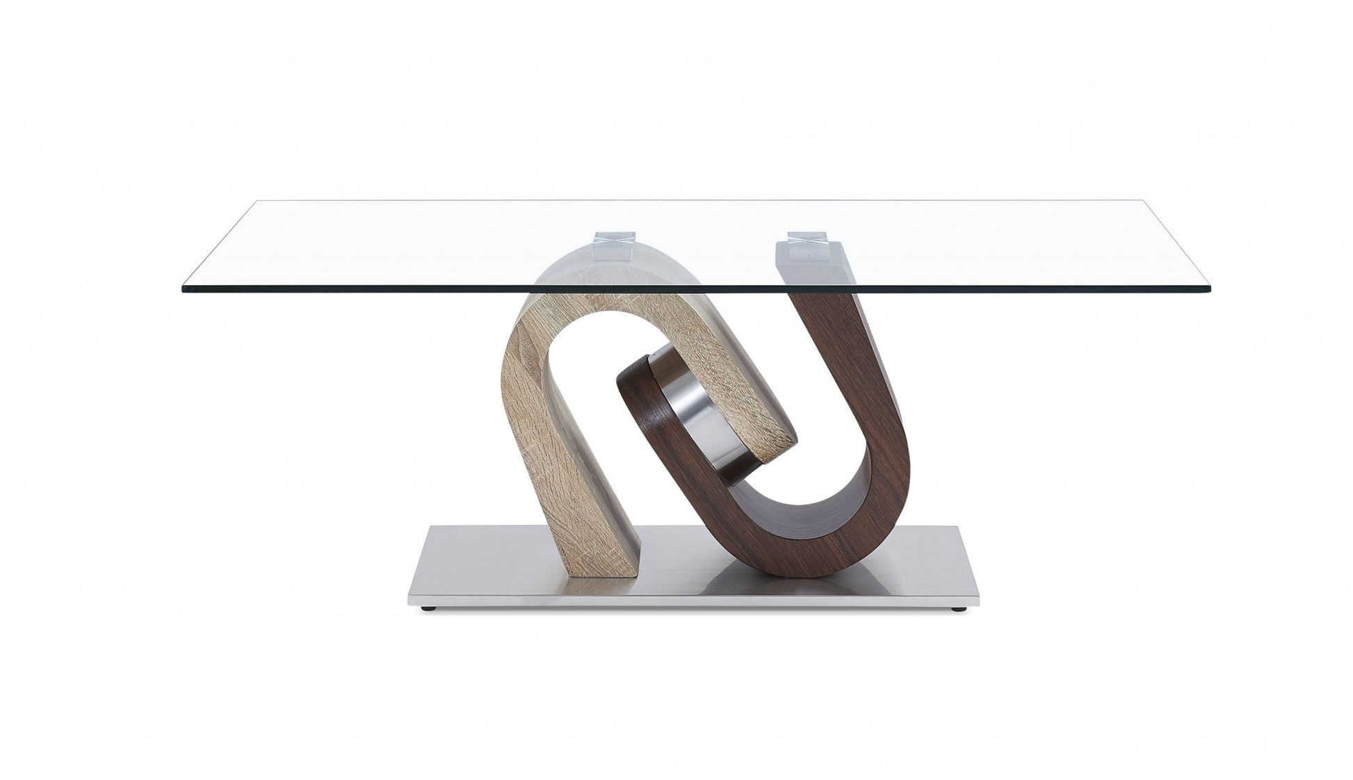 Oak and Walnut Ultra modern Glass top Coffee Table By Homeroots | Coffee Tables | Modishstore