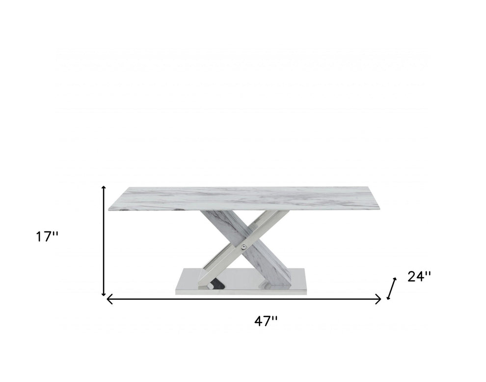 Elegant Marble Glass top Coffee Table By Homeroots | Coffee Tables | Modishstore - 4
