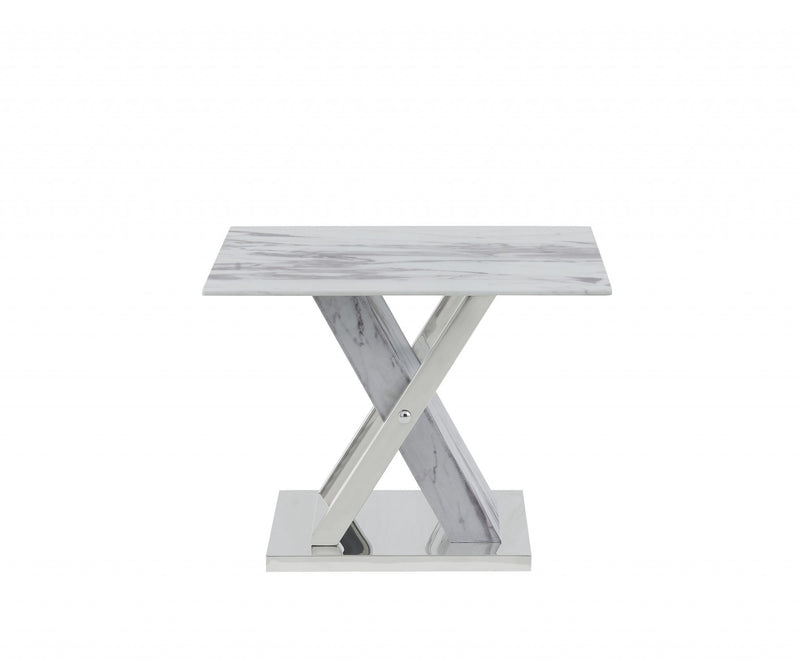 Elegant Marble Glass top End Table By Homeroots | End Tables | Modishstore