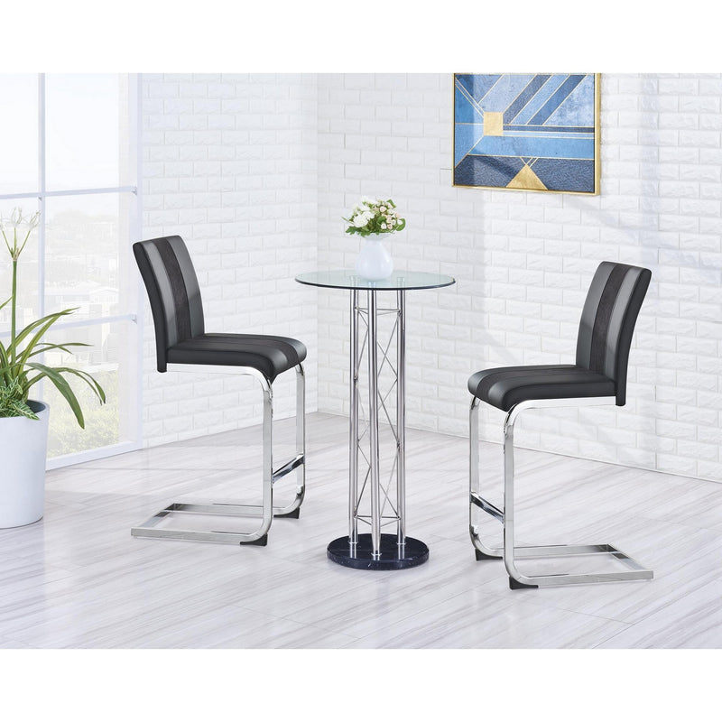 Silver metal chrome Glass top Bar Table By Homeroots | Bar Tables | Modishstore