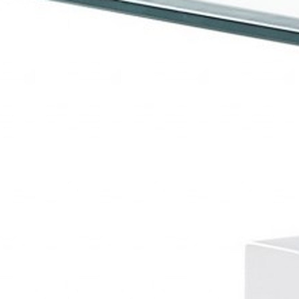 White glossy leg End Table with Rectangular Clear Glass Top By Homeroots | End Tables | Modishstore - 5