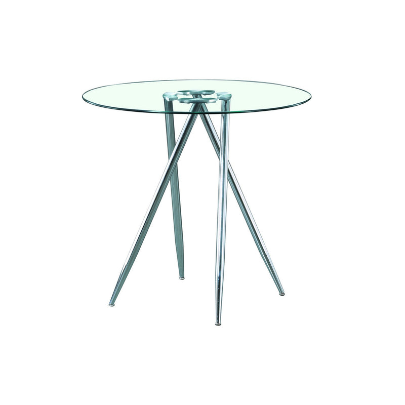 Chrome Metal Legs Bar Table with Round Tempered Glass Top By Homeroots | Bar Tables | Modishstore