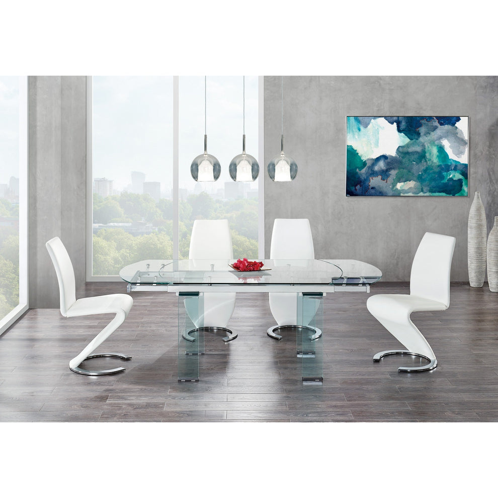 Clear Glass Leg Dining Table With Chrome Support For Glass Top By Homeroots | Dining Tables | Modishstore - 2