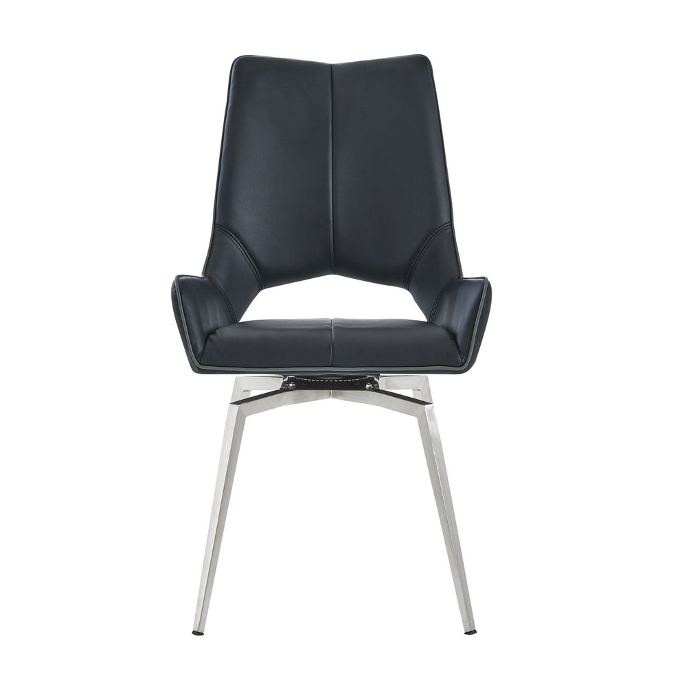 Set Of 2 Black Bucket Style Dining Chairs With Metalic Silver Base By Homeroots | Dining Chairs | Modishstore - 2