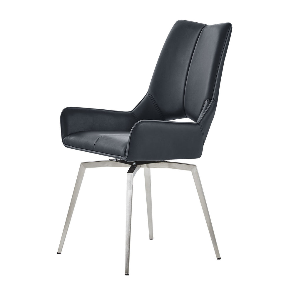 Set Of 2 Black Bucket Style Dining Chairs With Metalic Silver Base By Homeroots | Dining Chairs | Modishstore - 3