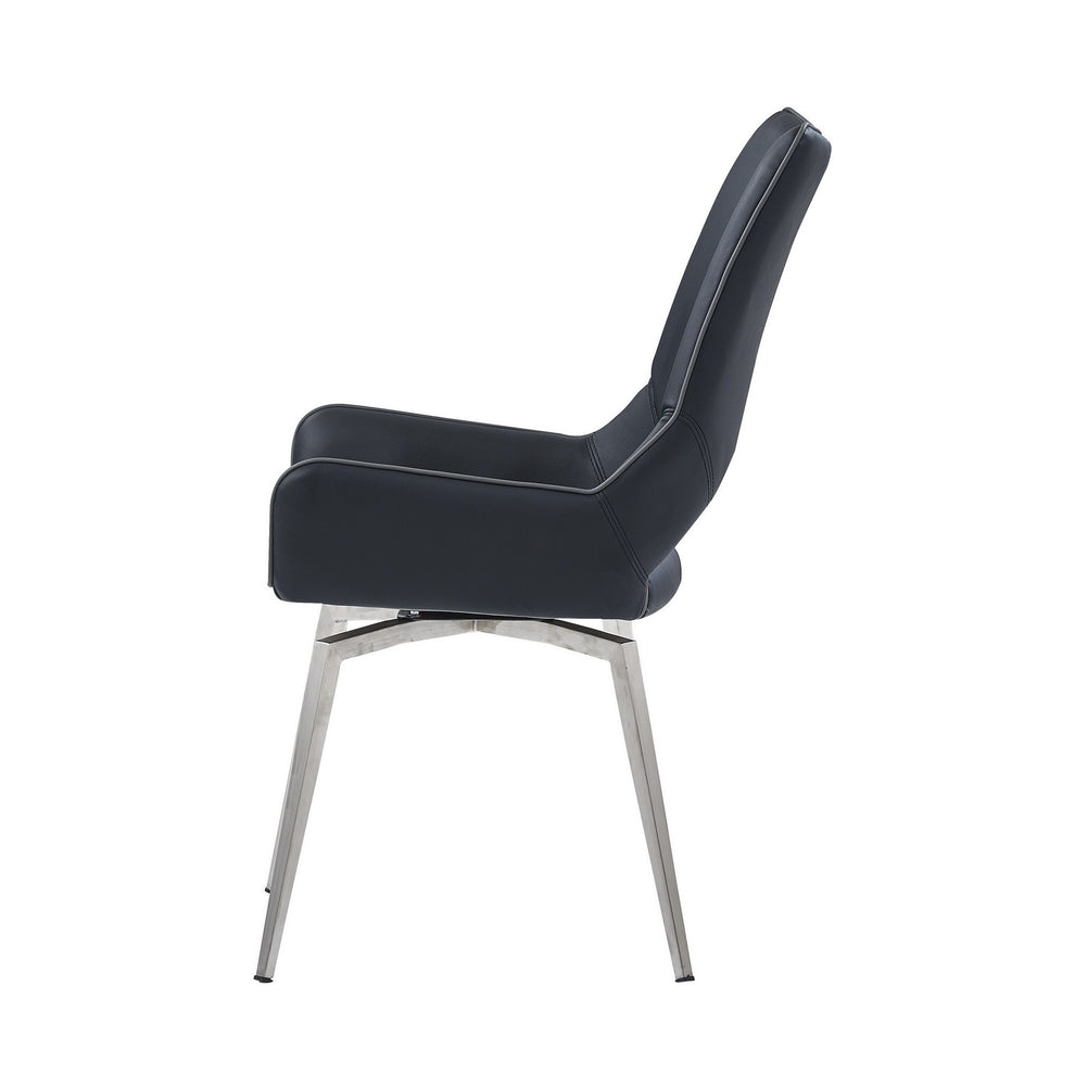 Set Of 2 Black Bucket Style Dining Chairs With Metalic Silver Base By Homeroots | Dining Chairs | Modishstore - 4