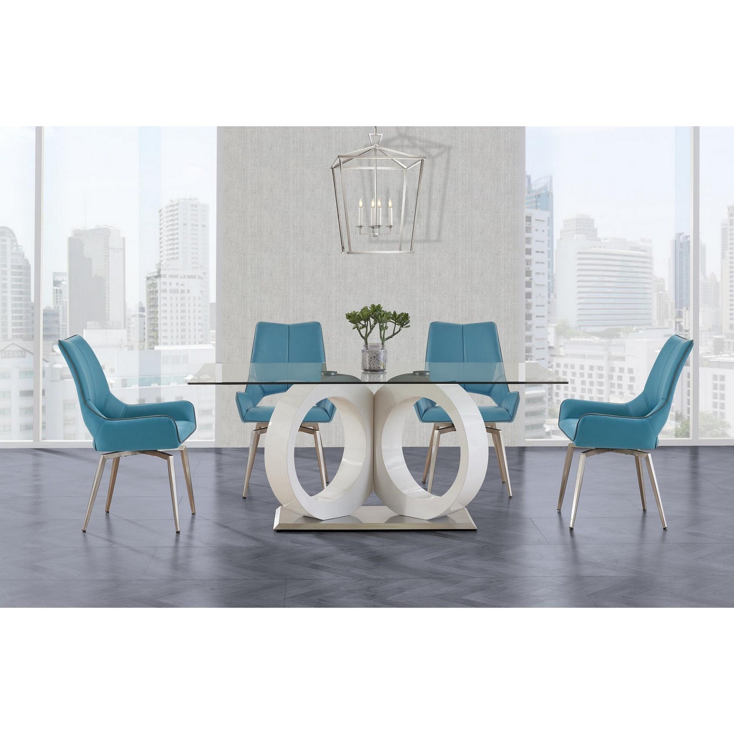 Set Of 2 Turqouise Bucket Style Dining Chairs With Metalic Silver Base By Homeroots | Dining Chairs | Modishstore