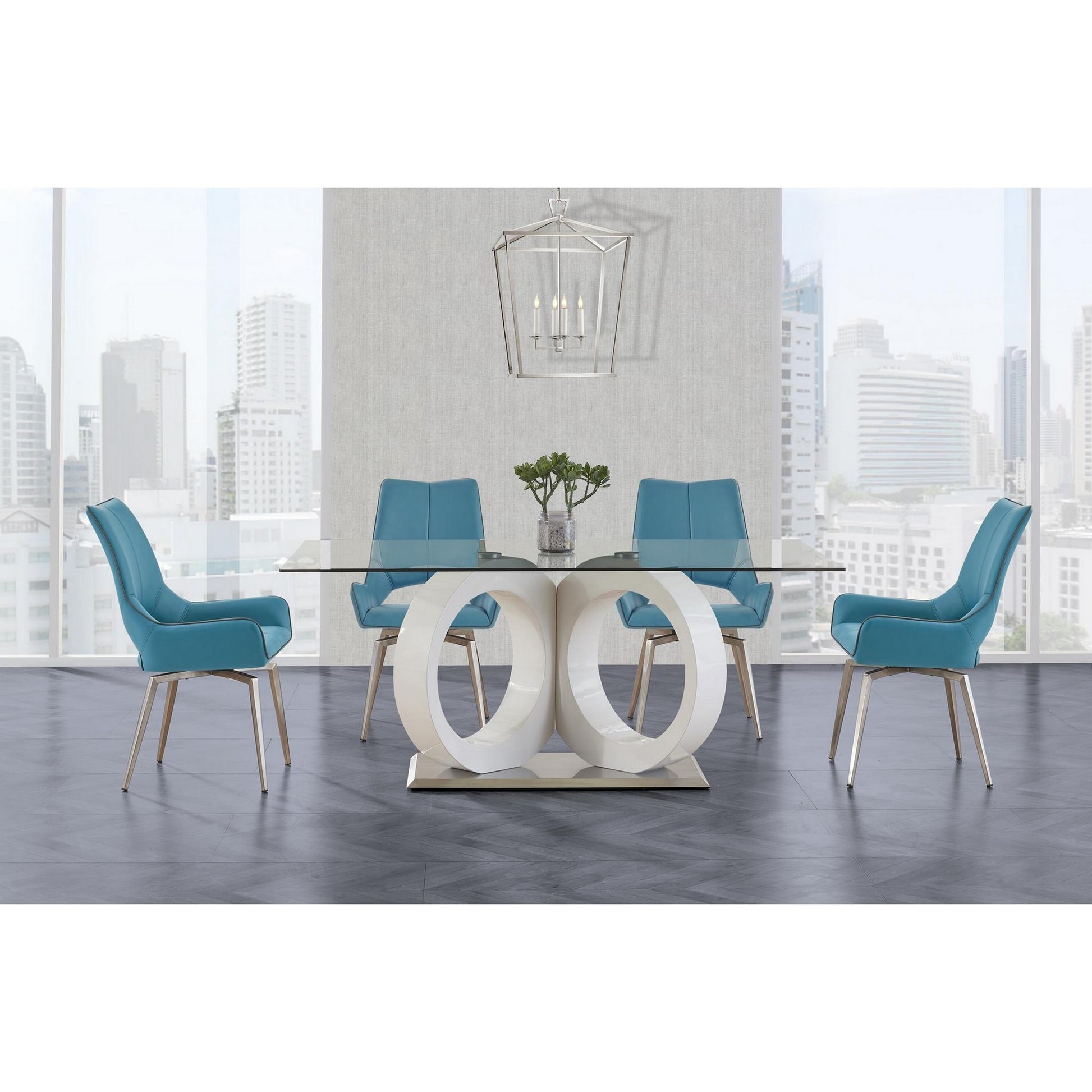 Set Of 2 Turqouise Bucket Style Dining Chairs With Metalic Silver Base By Homeroots | Dining Chairs | Modishstore