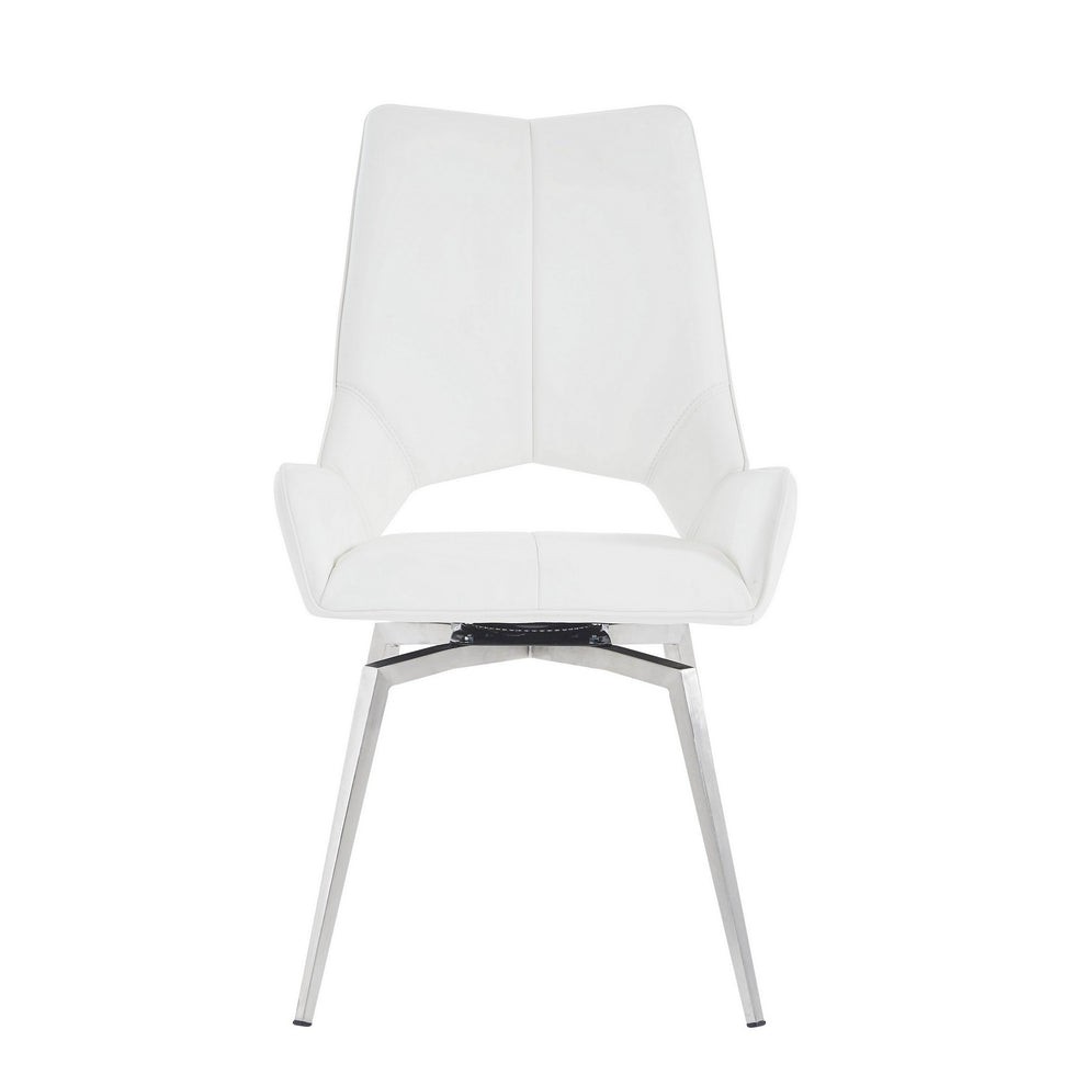 Set Of 2 White Bucket Style Dining Chairs With Metalic Silver Base By Homeroots | Dining Chairs | Modishstore - 2